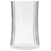 Product Glass vases decorative vases clear grooves decor Ø12cm H19cm 2pcs