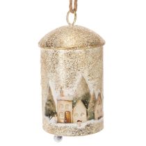 Product Bell with winter village motif for hanging, 20cm