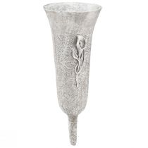 Product Grave vase Grey Vase to stick Calla motif H32.5cm