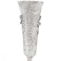 Product Grey grave vase with rose motif, 26cm high, 2 pieces
