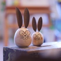 Product Egg-shaped rabbit decorative figure with character for spring and seasonal decoration, 14cm, 3 pieces