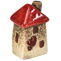 Product Ceramic house with red roof, window and heart – 6 cm – Idyllic decoration for home and garden – 6 pieces
