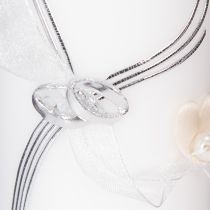 Product Festive wedding candle with a stylish heart design, silver embellishments and organza ribbon – ideal for weddings and silver wedding anniversaries, 230/80mm
