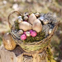 Product Wooden eggs natural mango wood Easter eggs made of wood flower decor H10cm 3 pcs