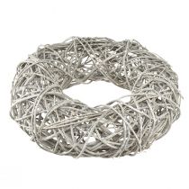 Product Wooden wreath decorative wreath rattan natural white Ø30cm H9.5cm