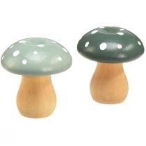 Product Wooden Mushrooms Decorative Mushrooms Wooden Toadstools Green Mint 5cm 8 pcs
