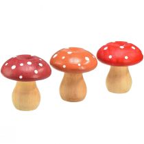 Product Wooden Mushrooms Decorative Mushrooms Wooden Fly Agarics Red Orange 5cm 9 Pcs