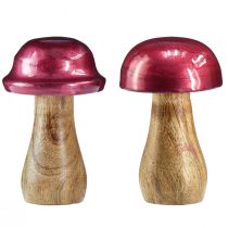 Product Wooden mushrooms decorative mushrooms wood red gloss Ø6cm H10cm 2pcs