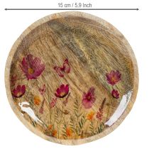 Product Wooden plates with flowers and butterflies, natural pink, Ø15cm, 3 pieces