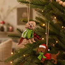 Product Dog Christmas Ornament, Decorative Hanging Ornament, Dog with Scarf and Hat, 12cm, 2 Pieces