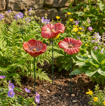 Product Ceramic Poppy Flower Romantic Decoration for Spring Garden and Flower Beds 31cm 6pcs