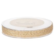 Product Jute ribbon, rustic decorative ribbon, natural jute, gold, 12mm, 10m