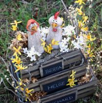 Product Ceramic Decoration Chickens Easter Rooster and Hen H20/22cm 2 pcs