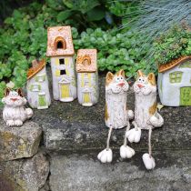 Product Rustic ceramic house with bright LED, ideal as atmospheric table decoration, 15cm, 2 pieces