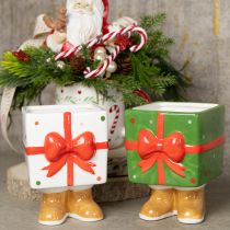 Product Ceramic Christmas decoration planter gift design with cute feet