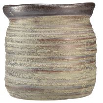 Product Ceramic Pot Planter Decorative Vase Metallic Grey Brown 14×14cm