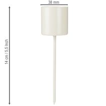 Product Candle holder for thick taper candles, metal, beige, 3.8 x 14 cm, 4 pieces