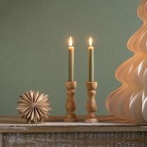 Product Candle holder wooden table decoration for taper candles H17cm 2 pcs