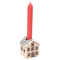Product Ceramic candle holder, decorative house with snow for table decoration, 7cm, 2 pieces