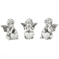 Product Small angel with heart grave decoration figure grey H5.5cm 6 pcs