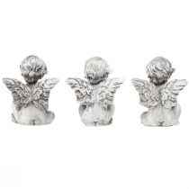 Product Small angel with heart grave decoration figure grey H5.5cm 6 pcs