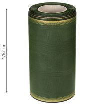 Product Elegant moiré wreath ribbon, 175mm, dark green with pearl edge and taffeta weave for festive occasions