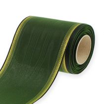 Product Elegant dark green moiré wreath ribbon, 125mm with gold pearl edge, mourning ribbon, wedding decoration, bow ribbon