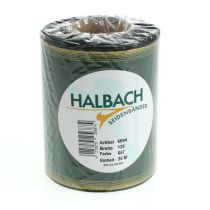 Product Elegant dark green moiré wreath ribbon, 125mm with gold pearl edge, mourning ribbon, wedding decoration, bow ribbon