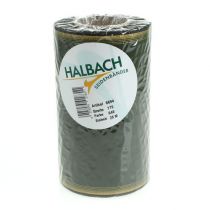 Product Elegant moiré wreath ribbon, 175mm, dark green with pearl edge and taffeta weave for festive occasions