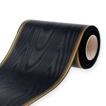 Product Elegant moiré wreath ribbon, 175mm black with pearl edge and taffeta weave, decorative ribbon for funeral floristry, bow ribbon, 25m