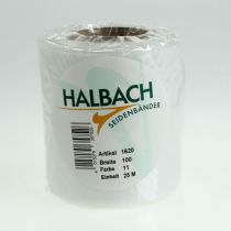 Product White wreath ribbon 100mm x 25m Funeral floristry decoration