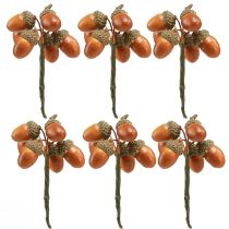 Product Artificial acorns on wire decoration for autumn wreath 3cm 6 pcs