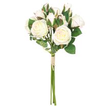 Product Artificial Roses Artificial Flowers Bunch Cream 36cm 12pcs