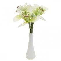 Artificial orchids artificial flowers in vase white/green 28cm