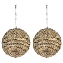 Product Ball straw decoration for hanging grey washed Ø20cm 2pcs