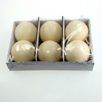 Product Cream-colored ball candles, 100mm, 6 pieces - Christmas candles, table decoration, long burning time, Wiedemann RAL quality mark