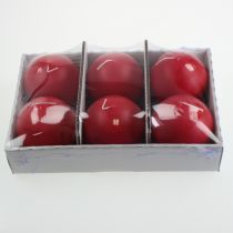 Product Red Ball Candles 80mm 6 Pack - Atmospheric table decoration, Christmas decoration and festive lighting
