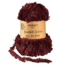 Product Faux Fur Cord Fluffy Decorative Cord Bordeaux 50g 30m