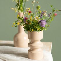 Product Metal flower vase cappuccino brown enamel Ø9cm H17.5cm