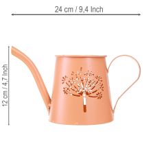 Product Metal decorative watering cans, orange dandelion design, tealight holders, 12cm, 2 pieces