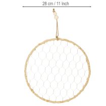 Product Boho metal ring Ø28cm with natural raffia and mesh, 4 pcs - Hanging decoration Wall decoration