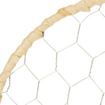 Product Boho metal ring Ø28cm with natural raffia and mesh, 4 pcs - Hanging decoration Wall decoration