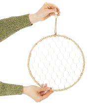 Product Boho metal ring Ø28cm with natural raffia and mesh, 4 pcs - Hanging decoration Wall decoration