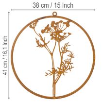 Product Metal ring, rusted metal, decorative ring, wall decoration, dill sprig, Ø38cm
