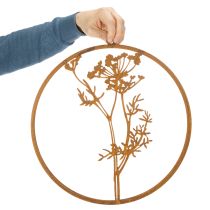 Product Metal ring, rusted metal, decorative ring, wall decoration, dill sprig, Ø38cm