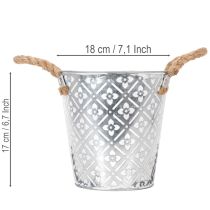 Product Metal planting pot, flower pot with handles, planter with floral pattern Ø18cm
