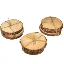 Product Mini wooden tree slice decorations with bark, 8-9cm, 9 pieces