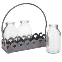Product Mini Bottle Decorative Vase Tray Rectangular Grey 15.5x6cm