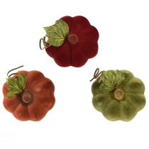 Product Mini pumpkin decoration flocked – assorted in autumn colours 9.5cm 3 pcs