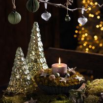 Product Mini Christmas tree with LED lighting green gold 28cm